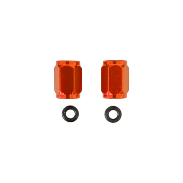 Par de tapas de válvulas de neumáticos de color naranja