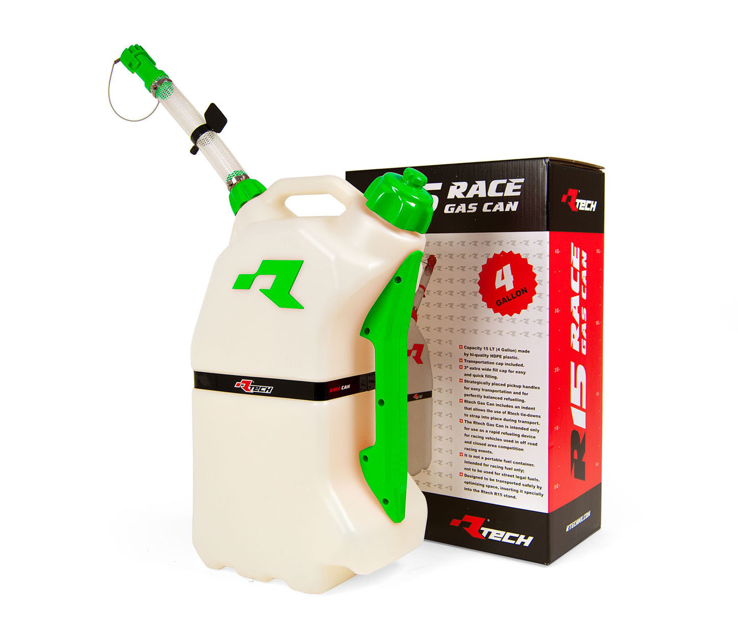 TANICA CARBURANTE RTECH 15LT CON TUBO FLESSIBILE E TAPPO TRASPARENTE-VERDE