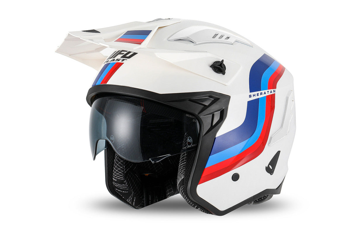 CASCO CROSS JET SHERATAN / BIANCO/ROSSO/BLU