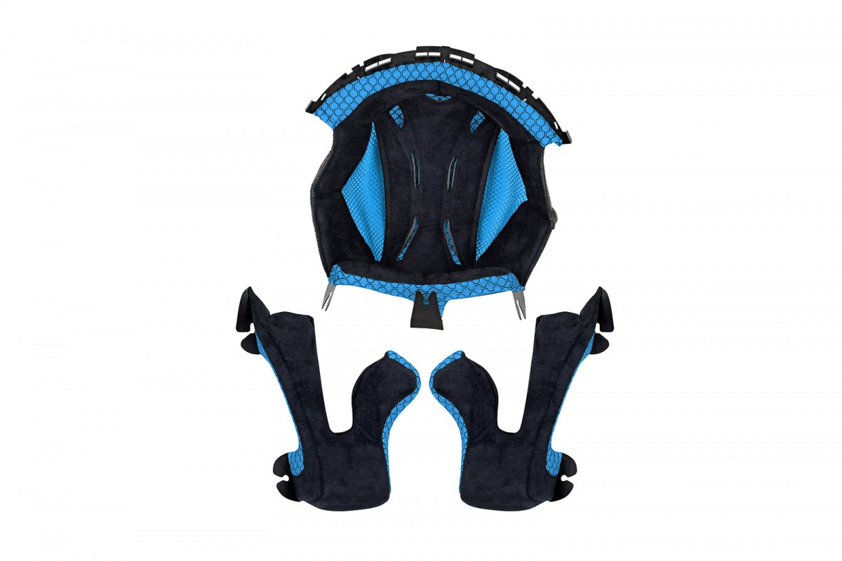 CUFFIA E GUANCIALI CASCO MOTOCROSS ONYX / BLU