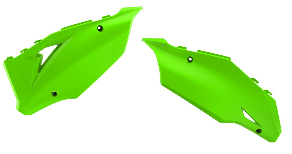 PORTANUMERI LATERALI VERDE LIME PER KIT RESTYLING KX - KXF '23 STYLE POLISPORT PER KAWASAKI KX 125 2003-2008