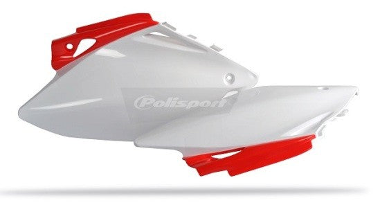 PORTANUMERI LATERALI POLISPORT PER HONDA CRF 450 R 2007-2008 / ROSSO CR04/BIANCO