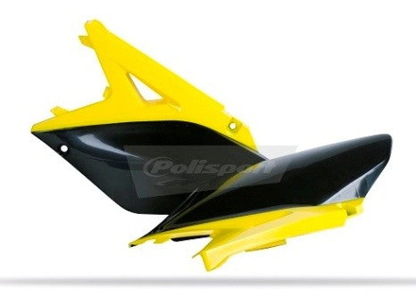 PORTANUMERI LATERALI CON PROTEZIONE CALORE POLISPORT PER SUZUKI RMZ 250 2010-2018 / GIALLO RM01/NERO