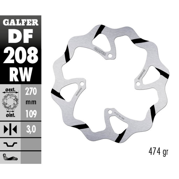 Disco freno anteriore Galfer Race Kawasaki KX 250 06-08 maggiorato