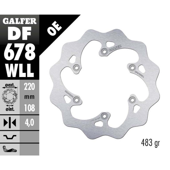 Disco freno posteriore Galfer Wave Gas Gas MC-F 300 15 pieno