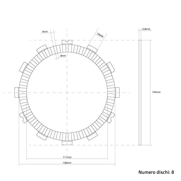 Dischi frizione guarniti FCC Beta RR 480 18-25
