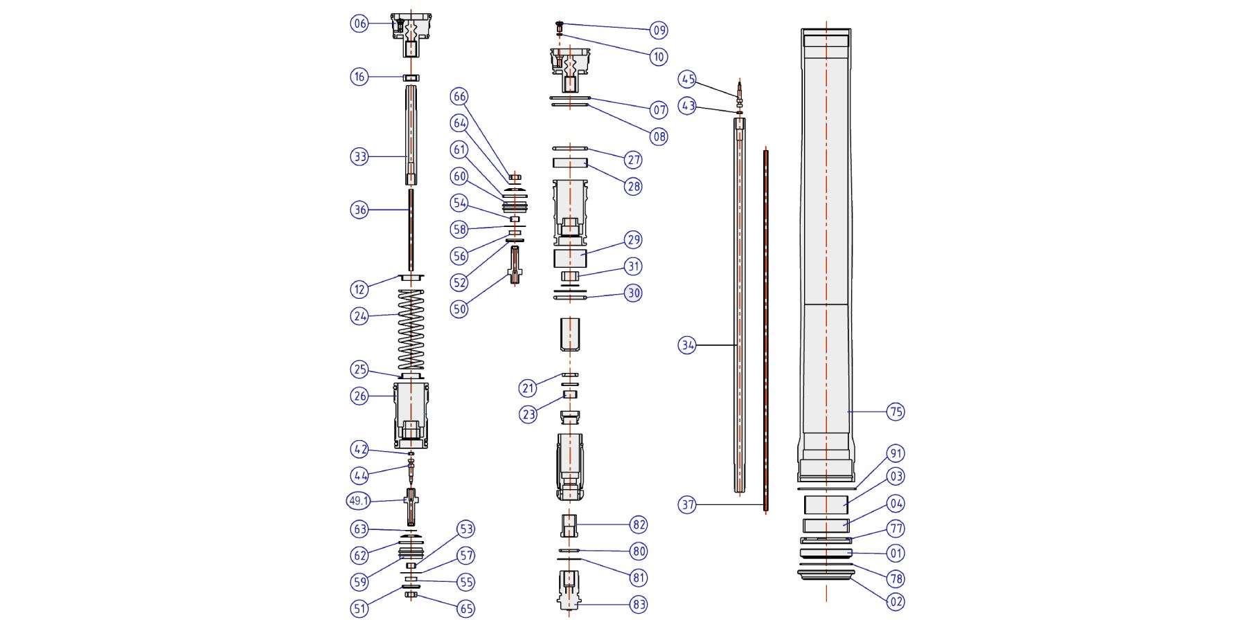 Ricambi forcella Suzuki RMZ 450 13-14 - Spillo ritorno 45