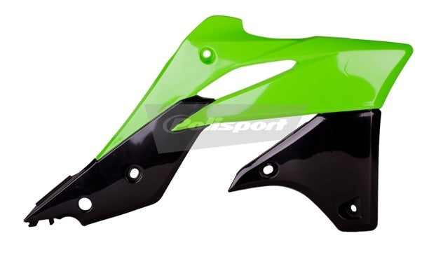 CONVOGLIATORI RADIATORE POLISPORT PER KAWASAKI KX 250 F 2013-2016 / VERDE05/NERO