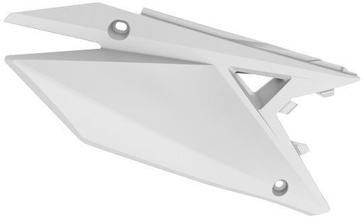 PORTANUMERI LATERALI CON PROTEZIONE CALORE POLISPORT PER SUZUKI RMZ 250 2019-2026 / BIANCO