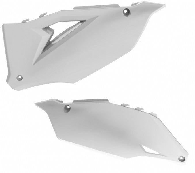 PORTANUMERI LATERALI CON PROTEZIONE CALORE POLISPORT PER KAWASAKI KX 450 F 2019-2023 / BIANCO