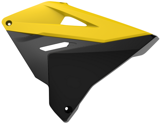 CONVOGLIATORI RADIATORI GIALLO RM01/NERO PER KIT RESTYLING POLISPORT PER SUZUKI RM 125 2001-2012 / RM
