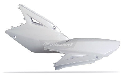 PORTANUMERI LATERALI CON PROTEZIONE CALORE POLISPORT PER SUZUKI RMZ 450 2008-2017 / BIANCO
