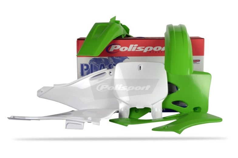 KIT PLASTICHE completo Polisport per Kawasaki KX 125 1999-2002 / Verde/Bianco
