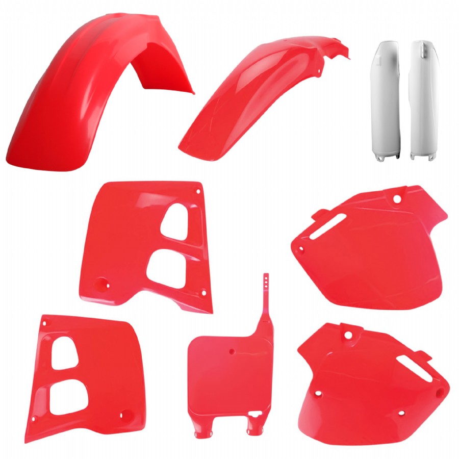 KIT PLASTICHE completo Polisport per Honda CR 125 1991-1992 / Rosso fluo/Bianco (P91327)