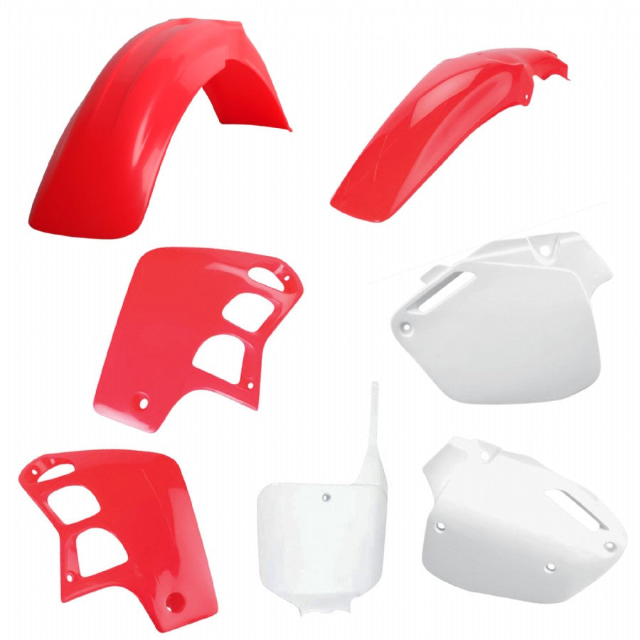 KIT PLASTICHE completo Polisport per Honda CR 500 1995-2004 / Rosso fluo/Bianco