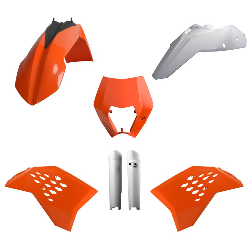 KIT PLASTICHE completo Polisport per Ktm EXC 125 2008-2011 / Arancione/Bianco