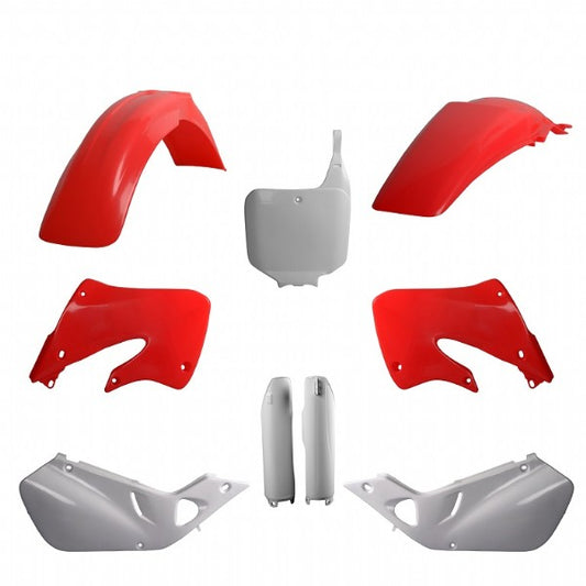 KIT PLASTICHE completo Polisport per Honda CR 125 1998-1999 / Rosso fluo/Bianco